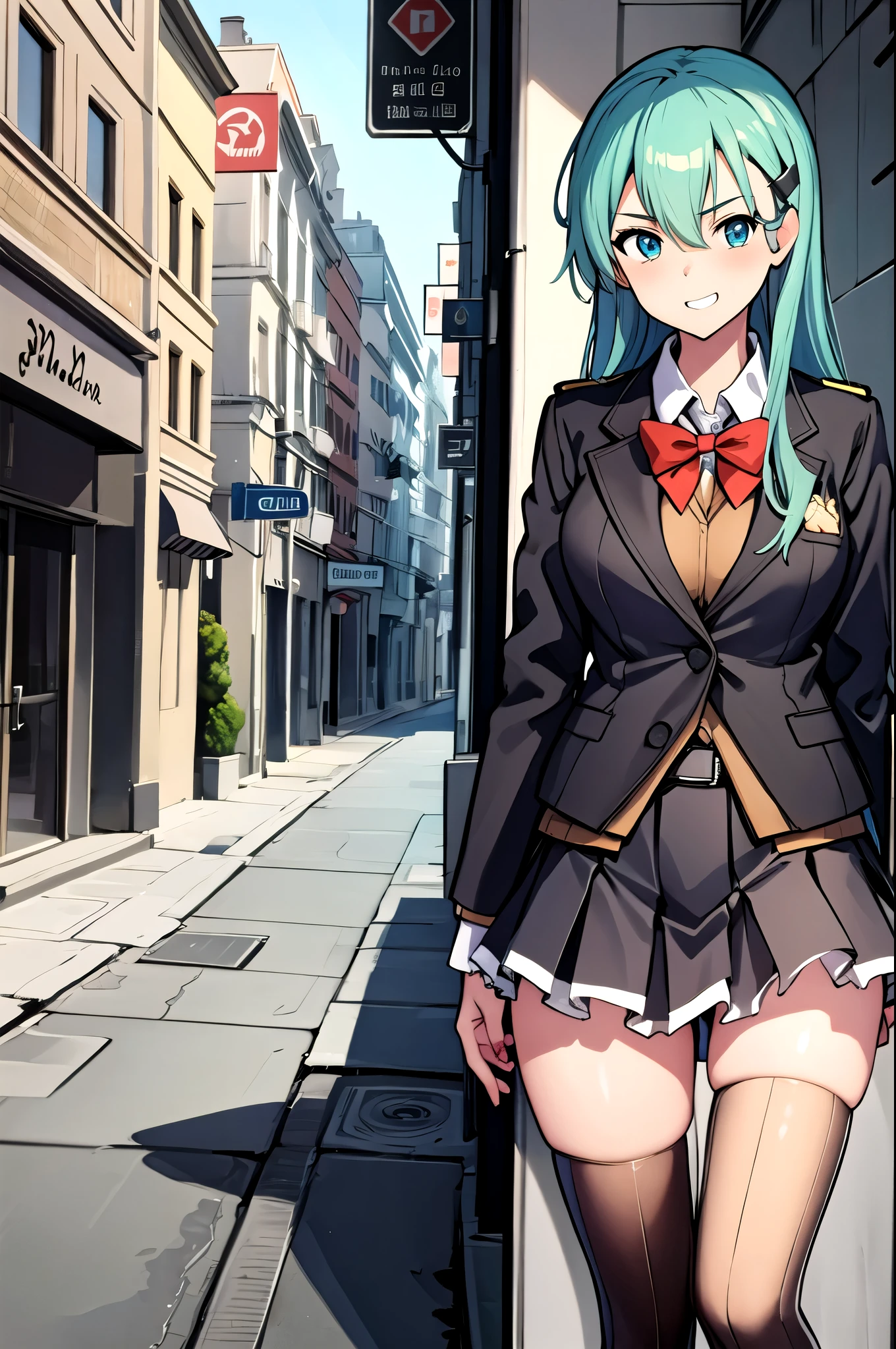 masterpiece,  top quality, 1 girl,Suzuya_  fleet collection , masterpiece,  top quality,  high definition , 1 girl, blazer uniform, miniskirt