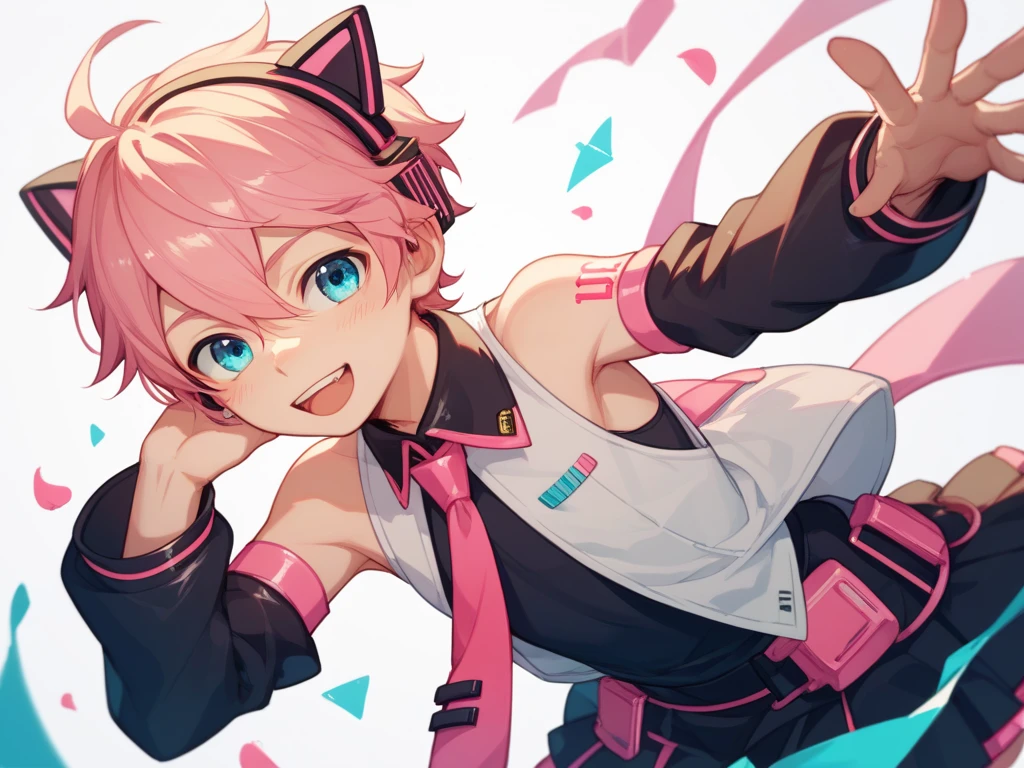 Shota、 male vocaloid、male vocaloid 、Pink、Outfit showing thins