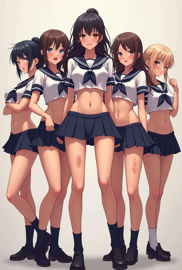 (master piece, high quality), multiple girls, 15-year-old schoolgirl, Ten generations, slim, flat chest, (white panties), Fundo, white t-shirt, hug, like, group shot, wide angle, soft light, white, bright