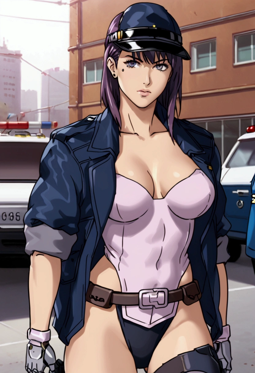 (best quality:1.3), Saori Kido, (bikini), busty, cleavage, seductive, sexy, curvy, (city) ,(body suit)