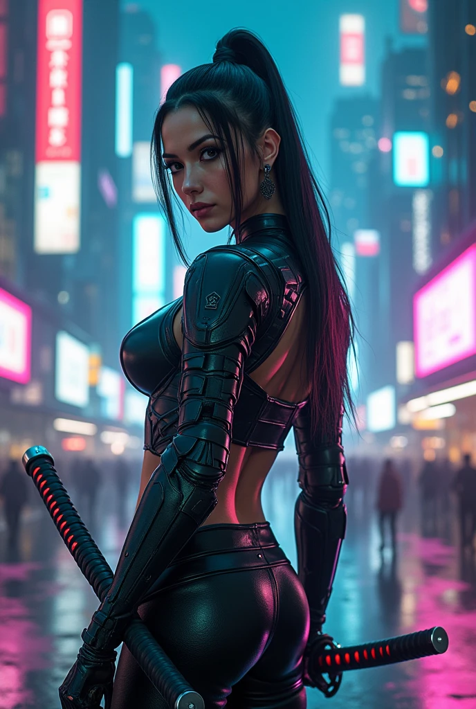 cyberpunk, woman, katana sword