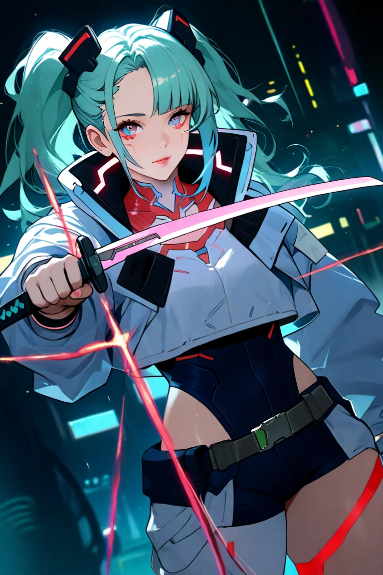 cyberpunk, woman, katana sword