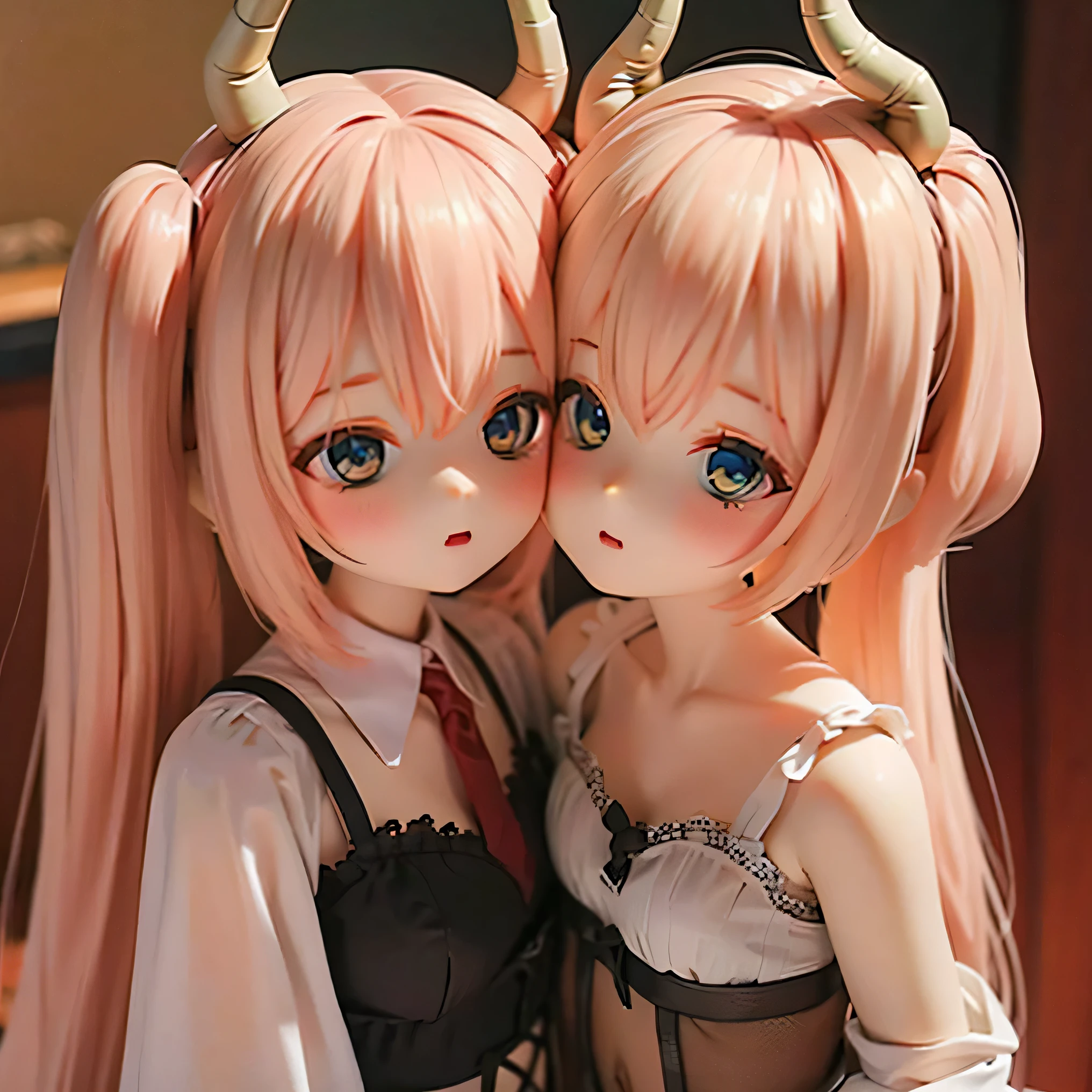 The hairstyle line is the best 
(  Sexy Lingerie  )  cute、Horn、  pink hair 、 short twin tail 