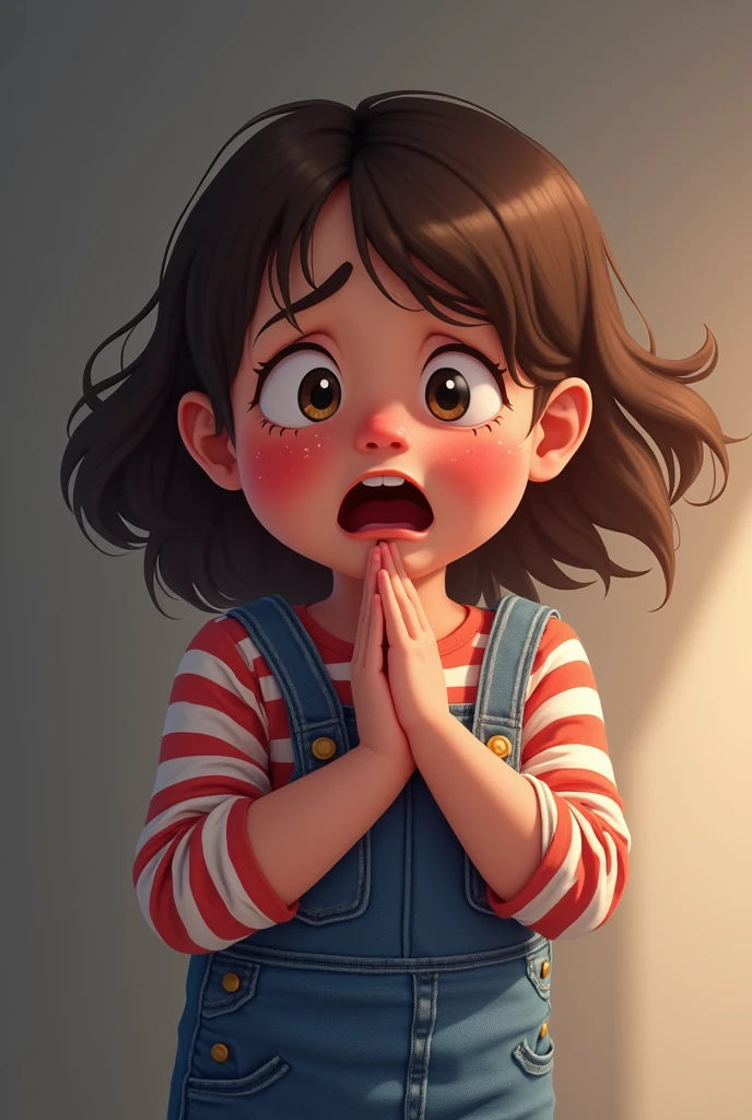 Create a cartoon of a girl crying over a toy