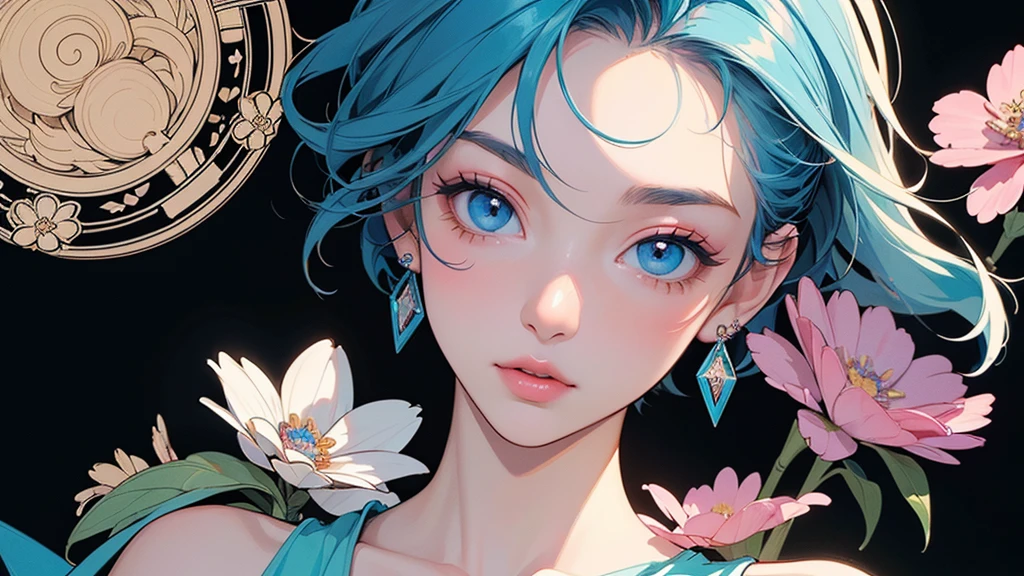 ((Best Quality, 8K, Masterpiece: 1.3)), best quality, ultra high res, texture, hyper realistic, masterpiece, detailed texture, detailed face, detailed skin, detailed lighting, (photorealistic:1.5), best quality, beautiful lighting, cinematic lighting, professional lighting, ultra highres, realistic, a woman in a corset dress with a blue hair and glasses, stylized anime, portrait knights of zodiac girl, cushart krenz key art feminine, beautiful celestial mage, botw style, avatar image, artwork in the style of guweiz, digital anime illustration, sky witch, made with anime painter studio, official artwork, official character art