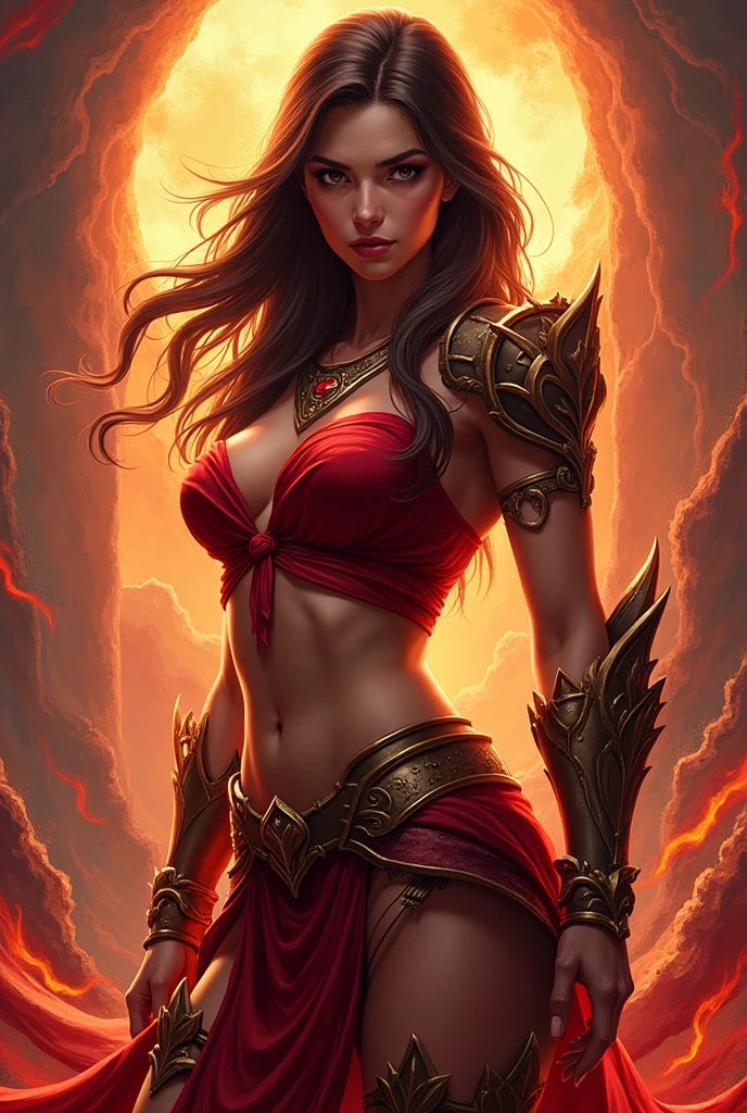 a woman with a horned head and a red dress posing for a picture, concept art by Zoltan Boros, Artstation contest winner, fantasy art, muscular warrior women, muscular female 8k HD, Realistic, Realism, Sheeva from “Mortal Kombat: Deadly Alliance” is a striking and formidable character. She’s a Shokan warrior, known for her sheer strength and imposing presence. Sheeva stands around 7 feet tall with rippling muscles and a distinctive set of four powerful arms. Her skin is a deep shade of maroon with intricate tribal tattoos adorning her body. - - Sheeva’s face is stern, framed by a crown of horns, and her eyes gleam with determination. SHEEVA (a Shokan) from Mortal Kombat video game, super slutty, four strong arms incredibly FIT, deep cleavage really large perky breast showing, and a turned around view showing her perfect in shape thick jiggly , athletic, perfect female ratio, completely , ,
druid, female warrior, ne zha from smite, a very beautiful berserker woman, samira from league of legends, beautiful female warrior, cinematic goddess body shot