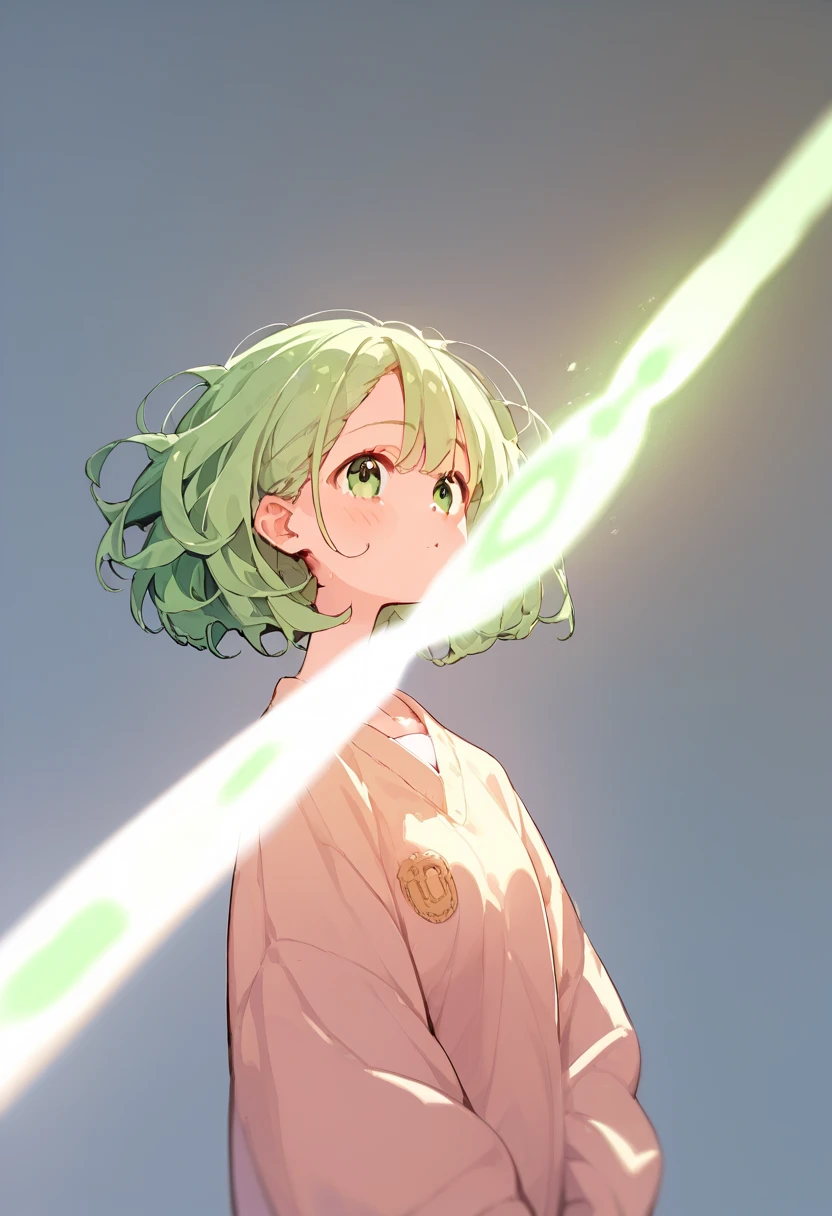 beam,Green light,Laser,beamエフェクト,1Girl,彼女の乳首からはbeamがでています