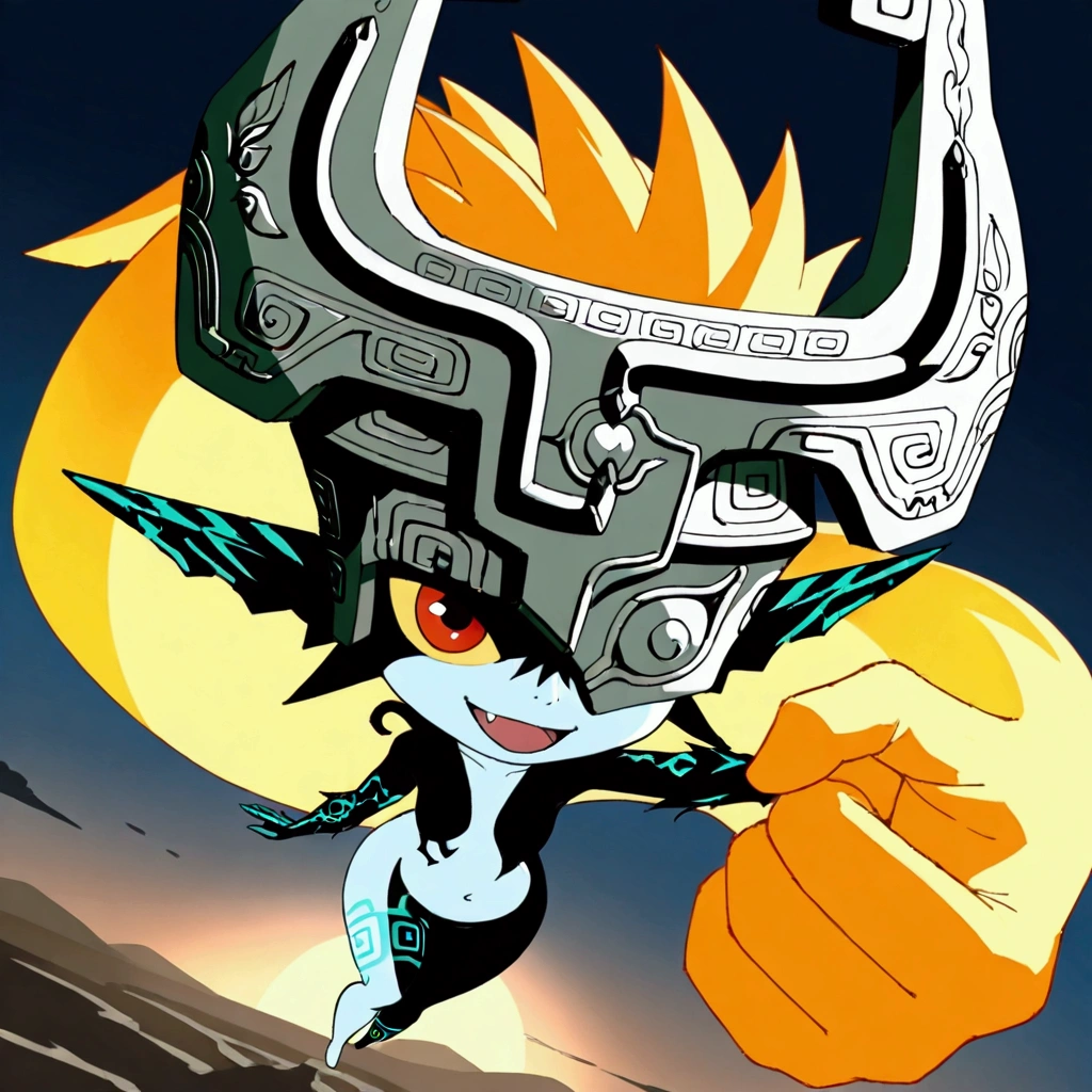 ,(1couple\(midna and wolf\):1.4),1girl\(midna\(legend of zelda\), colored sclera, multicolored skin, two-tone skin, helmet, very long hair, prehensile hair, full body, fang,small breast,chibi,cute,\),1wolf\(wolflink\(legend of zelda\),(big:1.4),black,sharp fang\),(dynamic angle:1.4),(dinamic pose:1.4),motion blur,(beautiful landscape),(at night). BREAK .quality\(8k,wallpaper of extremely detailed CG unit, high resolution, top-quality, top-quality real texture skin, hyper realistic, increase the resolution, RAW photos, best quality, highly detailed, the wallpaper, golden ratio, high saturation realism, vibrant colors, dramatic lighting, persuasive storytelling, atmospheric scenery, captivating visuals, intricate details, strong emotions, dreamlike world\)