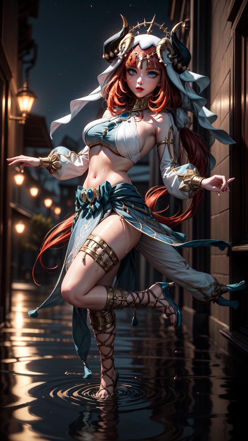 (Masterpiece:1.5), (((High qualityสุด, best quality, High quality))), ((complicated details, very detailed, Crazy details)), height, 32ก, Extremely detailed CG 8K unity wallpaper., (beautiful and beautiful:1.2),, (depth of field:1.3), (Flawless.:1.3), (Delicate depiction of details:1.4),
(((Abundant natural light, Delightful bright colors))), (Ambient volumetric backlight:1.5),  (Illustration of an extremely beautiful young woman:1.3),
(perfect center:1.4), (ท่าThai Danceตามธรรมชาติ:1.5), (((movie corner))),
(1milf:1.5), (alone:1.4),
beautiful beautiful face, [(detailed face:1.2):0.2], Bright eyes, Pure Rose Face_v1, ulzzang-6500-v1.1,  (gag:1.5), (red lips:1.4), (full lips:1.4), (smile:1.3),
Flawless attractive body, (((The feminine curves are pronounced.))), Skin glows brightly., realistic skin, hair follicles, (((Tightening belly, navel, Groin:1.3))),
(((Golden thread flutters.))), (Fringed tassels:1.3), (Tight long sleeves:1.4), (Single neck), (The invention shines.:1.5), (Elegant and intricate clothing accessories:1.5), (Embroidery work decorated with gems:1.4), (sparkling clothes:1.4), (sparkling particles:1.3), (((The front seam is sagging., Sagging back seam))), (((earring, armband, Hair clips, hair accessories))), (Stand alone in a magical outdoor garden decorated with gems and colorful exotic flowers and shrubs.:1.5), (Outside the great ancient palace:1.5), ขับnavel,dance,Thai Dance,(Separate outfit showing nipples:1.4), (semi-naked:1.8),(((full body))),(((ขับnavel,List of dances,Thai Dance)))
