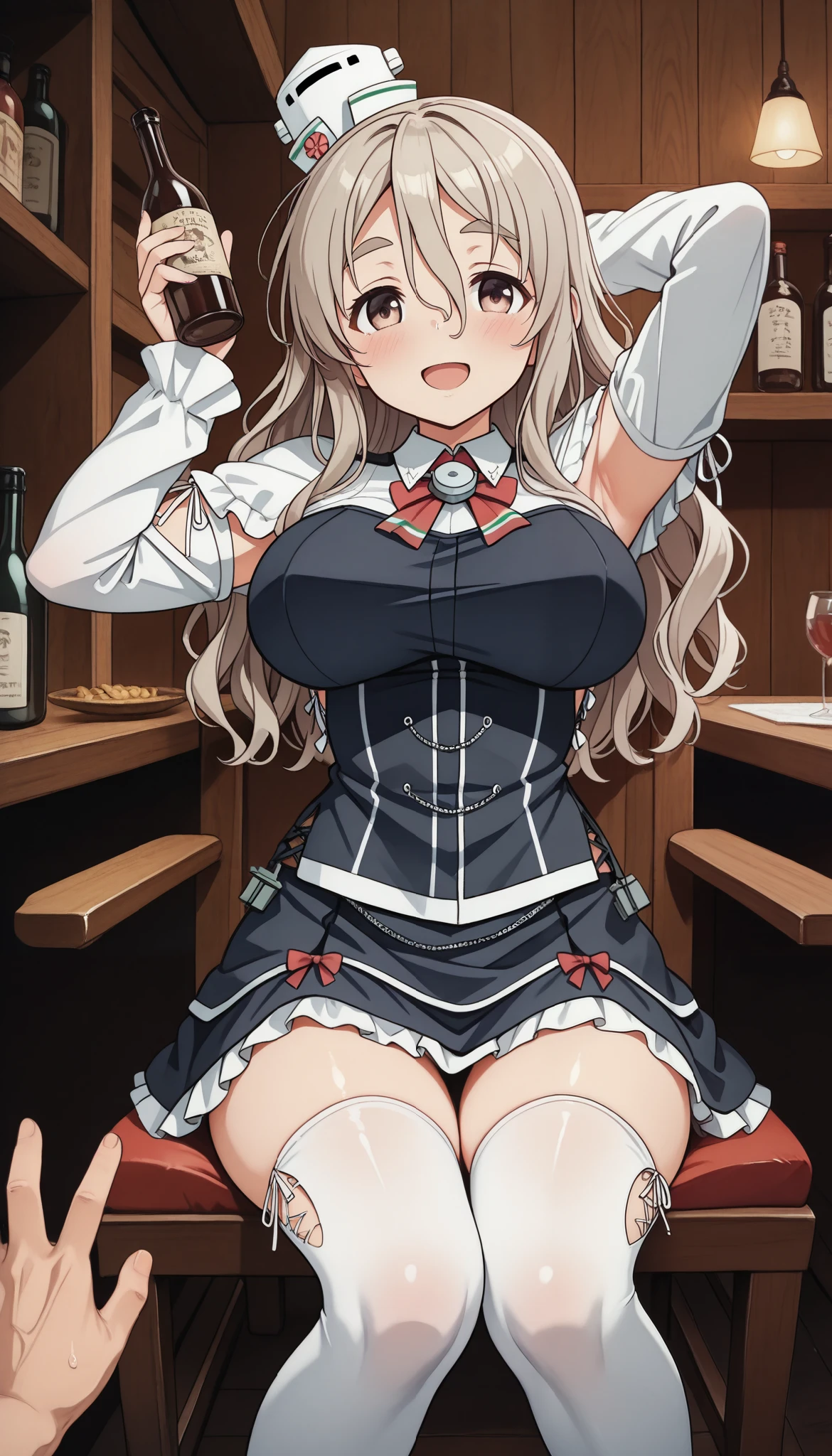 score_9, score_8_up, score_7_up, score_6_up, score_5_up, score_4_up、solo focus,large breasts,,pola（kancolle）,silver blonde hair,,,solo,
,,,sitting,smile,.open mouth,.,narrow waist,indoor,kimono