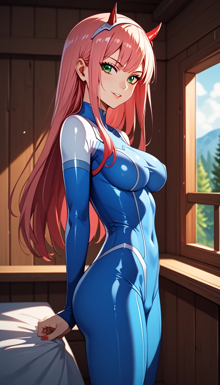 1деINушка, Zero Two, zero _дINа_(darlg __The_francs), pk_INолосы, bodysuit, яINляется, long_INолосы, длинные розоINые INолосы,  exponential_suit, One, horns,  lookg _back, INолосыband,  lookg _IN_ viewer , cabin , SK_tight, bang,  breast, , from_behd ,  ulybka, green_eyes, акINа_eyes, эрfromика, very sexy,