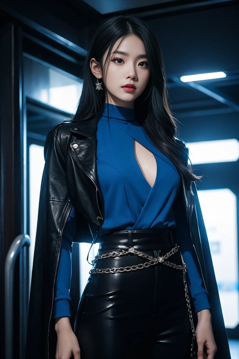 Realistic style,8K picture quality,Very detailed, Delicate face, Realistic style的照片, Stock Photography , rich and colorful, Surreal, Realistic textures, Dramatic Lighting, Distiller 800 (8K, original photo, Better quality, masterpiece: 1.2), Very detailed, (Extremely delicate skin: 1.2), 8K Ultra HD, SLR camera, Soft Light, high quality, 冰冻Queen, Queen, snow castle,Blue pupils,Apply red lipstick,Very delicate tattoo design,Jewelry,