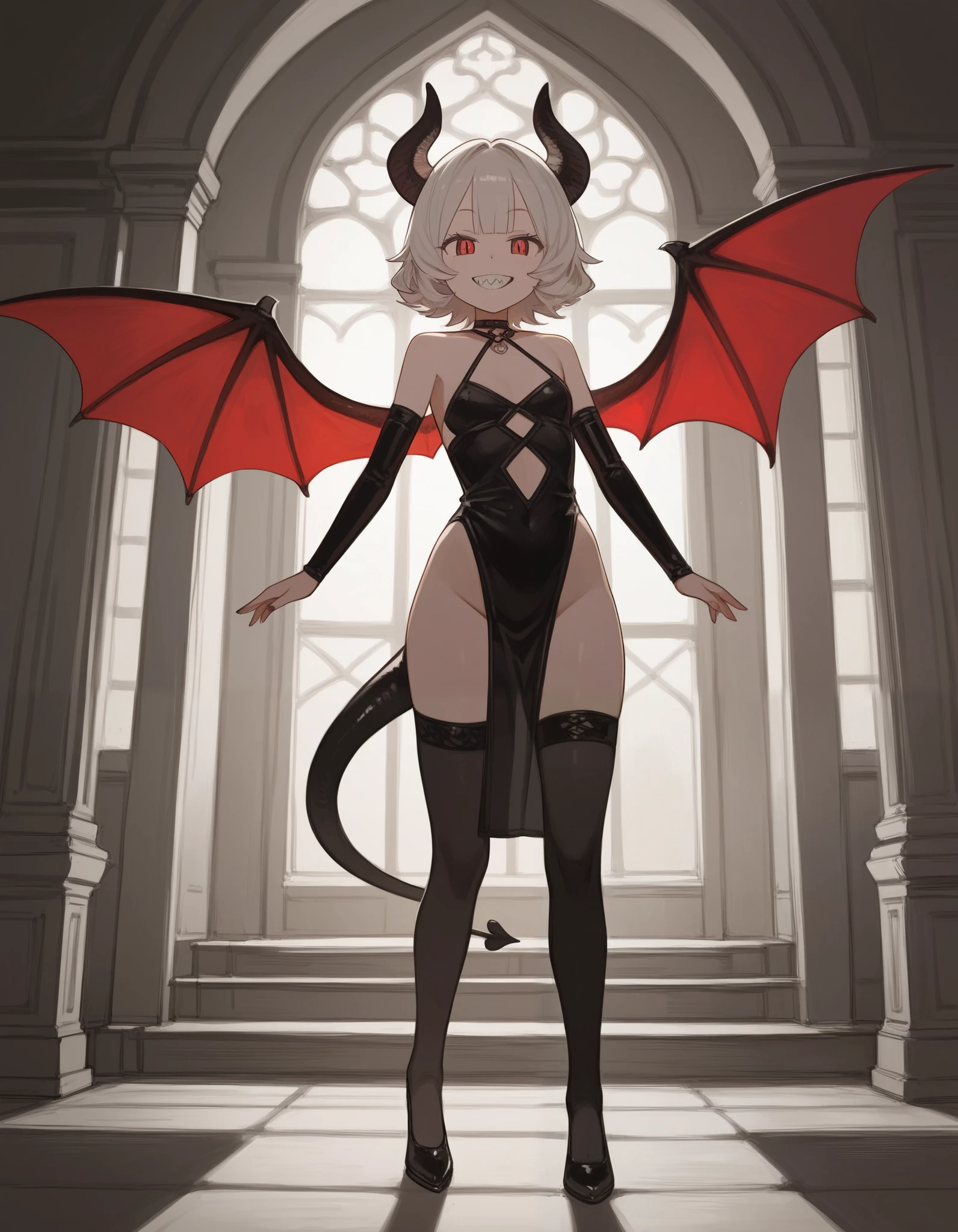 masterpiece, best quality, mother character, 1girl, solo, high fantasy costume, ((white background)), full body, multiple views, lingerie, succubus, dragon horn, 
