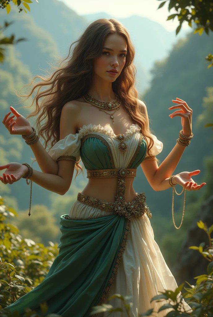 ((Medieval fantasy setting)). Tags: super detail, high details, high quality, best quality, highres, 4K, detailed face, face fix, detailed hands, detailed fingers, portret, 1girl "Echo is a 22-year-old half-elf. She has light brown skin. Thick light chestnut hair with caramel highlights and soft waves. Brown eyes with green hues. Her beautiful face is oval with soft features and pronounced cheekbones. She has full and attractive lips with a natural blush. A slight scar over her right eyebrow. Her ears are small like a human's but pointed like an elf's. Her physique is athletic and slim, she toned and flexible. She has a round and elastic body shapes."
Clothing. Style: Short sundress with a loose cut that barely reaches the middle of the thighs. The upper part is strapless, with a wide stripe that emphasizes the chest. The skirt flutters in the wind, creating an effect of lightness and freedom.
Color: White or pale blue.
Details: The dress is completely transparent, with a sewn-in lining in the chest area. At the bottom of the sundress is a decorative lace edge, which gives it tenderness and femininity.
Background: Rest in nature. A walk along an exotic fantasy-medieval beach.
Tags: (See-Through Nipples, Visible Nipples, Nipple Outline, covered nipples, Hard Nipples), (See-Through Camel Toe, covered pussy), (See-Through Ass, Ass Outline), (Butt Crack)