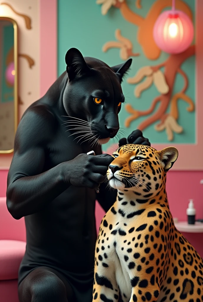 (((threesome, trio, anal))),  ((((((feral panther, fur, anal)))))), (((((realistic, trio, threesome, doggystyle sex front view, human standing behind panther, photorealistic, anal pov, spreading anus, spitroast, anal, standing, fellatio, penis, tail up, dark, bedroom, feces on butt, oral, deepthroat, blowjob, humanoid, hands on head, excessive cum covered))))), wide hips, masterpiece, high details, high quality, best quality, highres, HD