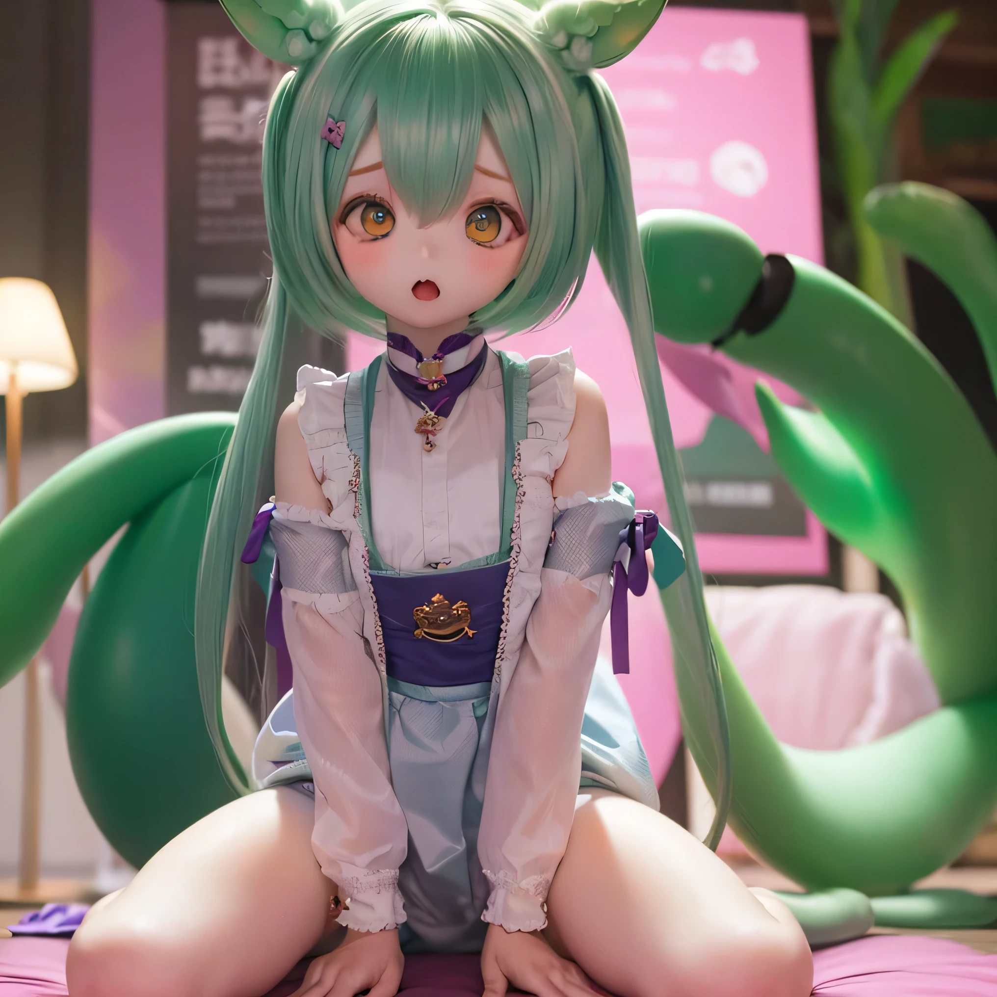        green-haired Zundaman in a cute pose、(((  what is it  ???？    performance deep into your vagina   )))