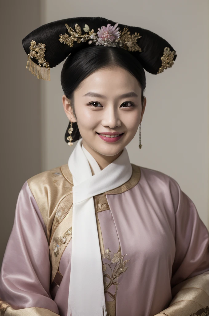 ((masterpiece,  top quality, edgQuality)),smile,
Aoshio , a woman in a traditional chinese  dress poses for a picture , woman wearing a Aoshio _ dress, Aoshio _ haircut , Aoshio _ scarf
 