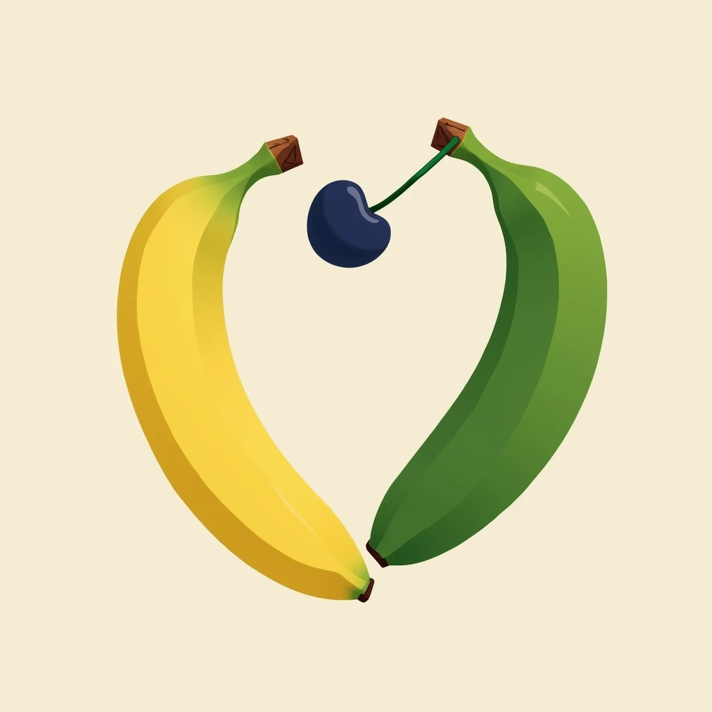 imperfect heart symbol 、 fruits imitating a heart symbol \([[yellow banana::0.1]:green banana:0.5]blue cherry:0.8]\),simplism, Minimalism ,break,// infinity can understand this syntax？