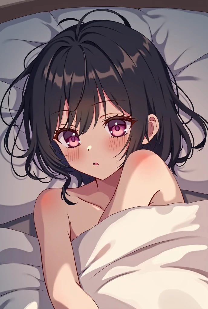 nsfw,1 girl,pov,black hair,red eyes,purple eyes,face,pov,topless,masterpiece,best quality,very aesthetic,absurdres,breast,straight-on,front view,apart,open legs,cowboy shot (afterglow),(panties)