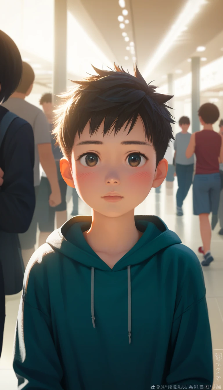 a handsome cute kiid **************** 5yr,SHOTA,delicious expression,blush,messy short hair,brown hair,from front,in public,shota face,wearing hoodie ,fullbody,hd,4k,8k,dynamics lighting,perfect lighting,realistic,16k,hd lighting,realistic lighting,perfect shadows,realistic shadows,super realistic,hyper realistic,perfect face