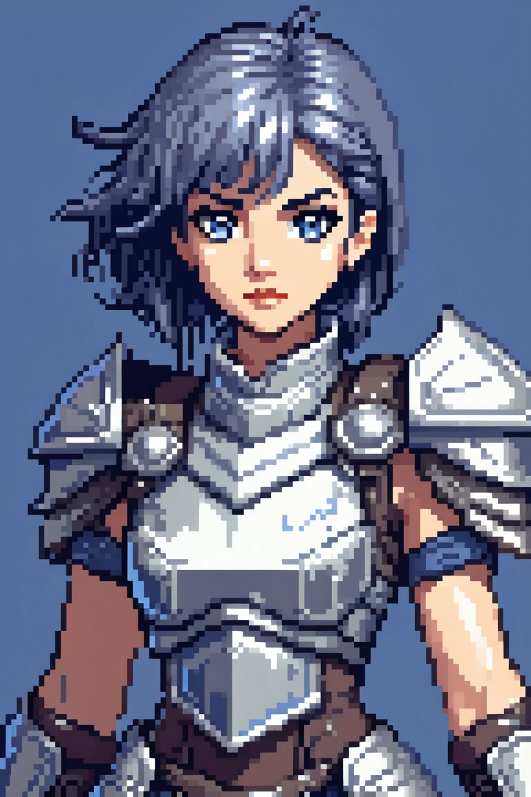 Pixel art, One Girl,A female knight wearing silver armor、Pink Hair、front、Medieval Fantasy, (Highest quality, masterpiece, Representative works, Official Art, Professional, Attention to detail, Super intricate details:1.3),breast enhancement,32bit,Close-up of face