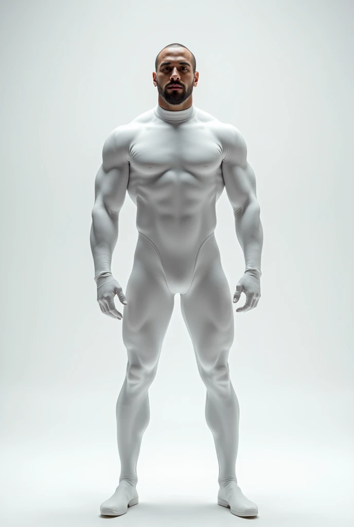 Full body realistic photography 4k, high resolution, best quality, Masterpiece, perfect color, เฉดperfect color, perfect light, Posted by e621, ((Portrait)), ((Handsome young man, Superboy)), perfect male figure, short hair details,chest muscles,abdominal muscles,Dressed in a tight white and silver spandex suit and gloves.,detailed face, perfect face, (stand up), Detailed background, ((Bonifasco Lighting)), (delicate eyes),),white hair