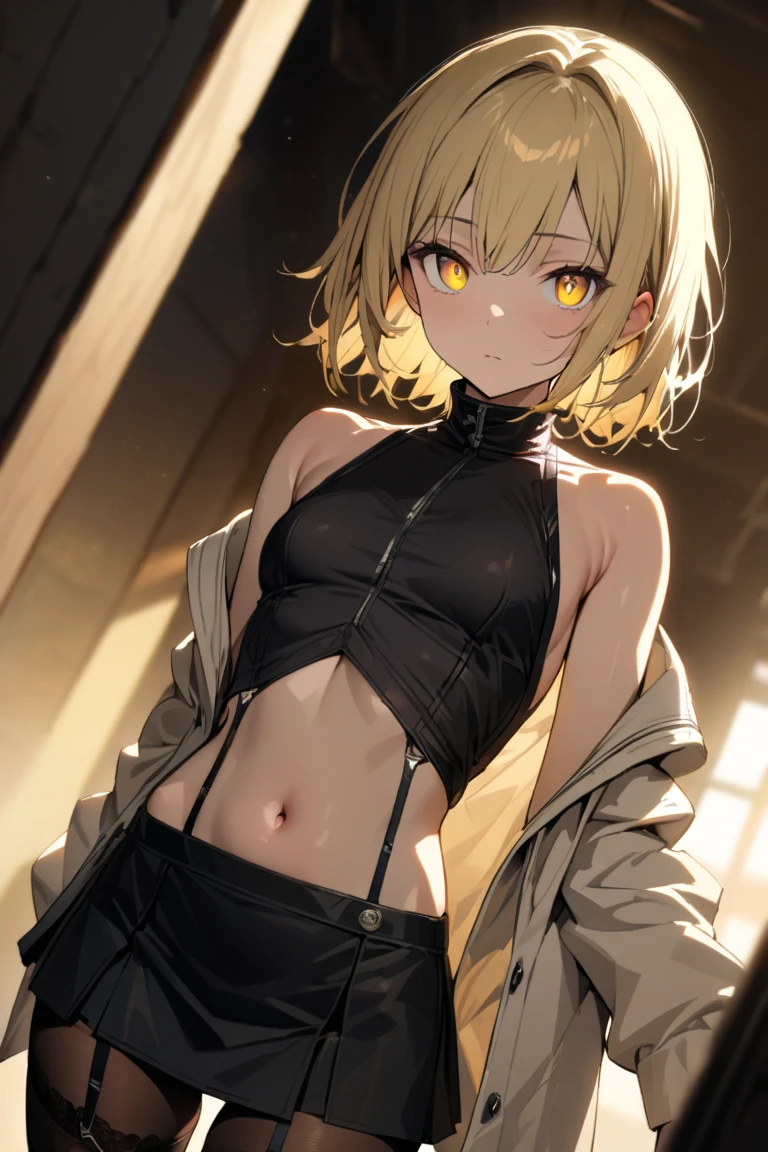 (​masterpiece、top-quality、hight resolution), In a dimly lit hotel room, a man sits on the edge of the bed, looking shocked and uncomfortable. Standing in front of him is a woman dressed as an escort, who he quickly recognizes as the delinquent girl who used to bully him in school. Her expression is a mix of surprise and amusement as she realizes who he is. She stands with one hand on her hip and a teasing smile on her face, clearly enjoying his discomfort. The room is simple, with a bed, nightstand, and dim lighting, creating an intimate yet tense atmosphere. The focus is on their facial expressions and body language, highlighting the awkward and unexpected reunion. nsfw, modred, (green eyes:1.5), blonde hair, ponytail, short hair, scrunchie, red scrunchie, hair scrunchie