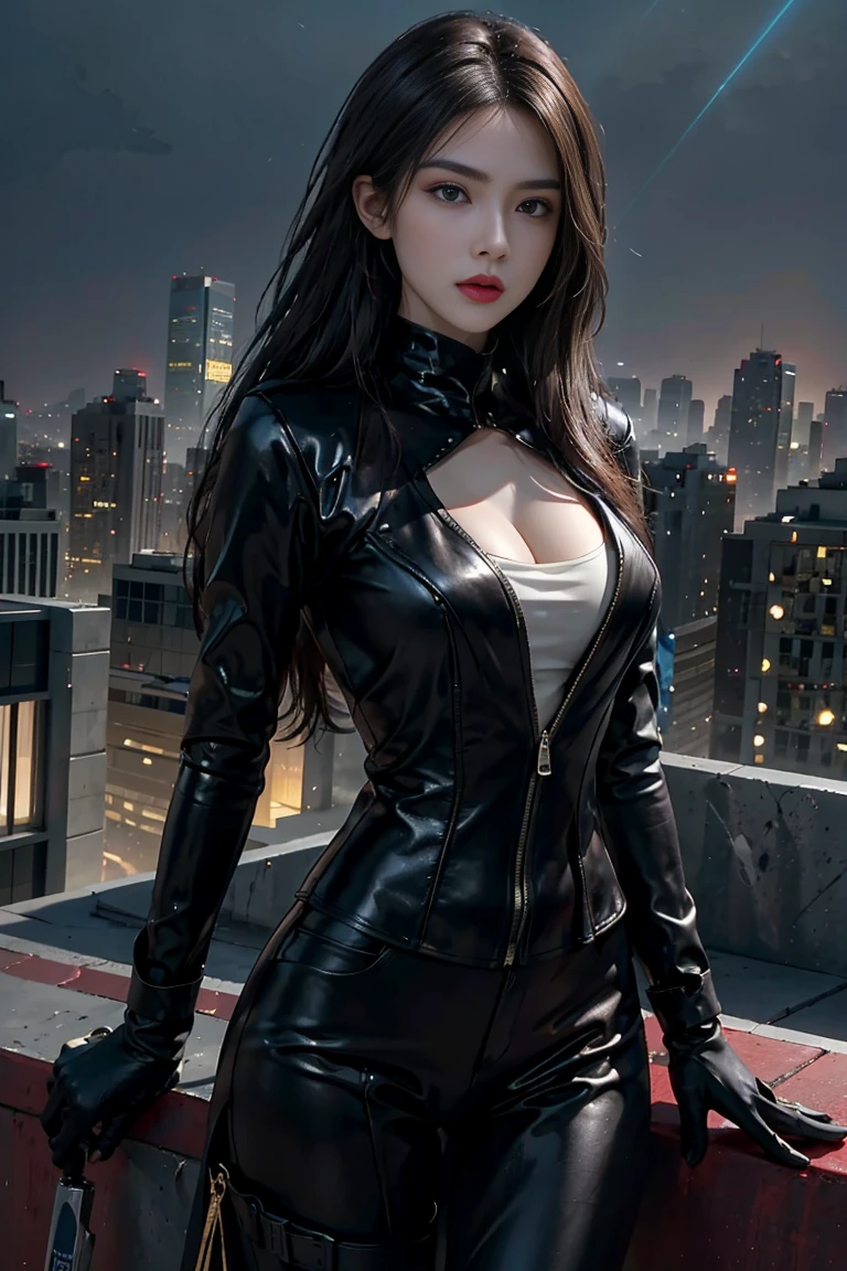 legendary female thief (++2), seductive beauty (++2), top actress (++1.5), elegant yet daring (++2), charismatic and confident (++2), dramatic poses (++1.5), sleek black latex suit (++2), glamorous allure (++1.5), mysterious and cunning (++2), dynamic tension (++2), hunter and thief (++2), mutual attraction (++1.5), thrilling pursuit (++2), high-stakes drama (++2), luxurious urban night setting (++2), cinematic lighting (++2), dramatic shadows (++2), intense eye contact (++1.5), stunning visuals (++1.5), tension-filled atmosphere (++2), chase scene (++2), rooftop confrontation (++2), neon-lit city (++1.5), breathtaking skyline (++2), moral conflict (++1.5), mutual admiration (++1.5), high-speed action (++2), subtle romantic tension (++1.5), vibrant urban landscape (++2), wind-blown hair (++1.5), intense emotions (++2), storytelling depth (++2), hyper-realistic (++2), cinematic realism (++2), dramatic and polished (++2), vibrant colors (++1.5), sleek textures (++2), intricate details (++2), dynamic composition (++1.5), high contrast lighting (++2), visually stunning (++2)