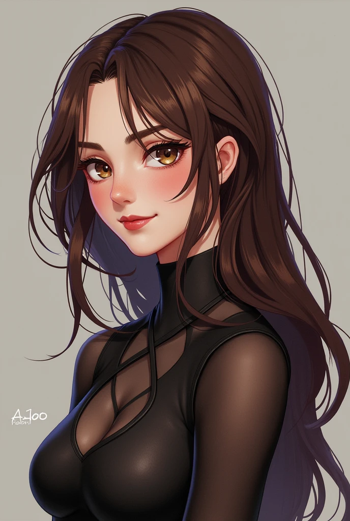 8k, masterpiece, highest quality, best quality, official art, beautiful and aesthetic, extremely detailed, (fractal art: 1.3), colorful, highest detailed, perfect face, upper body, HDR, sexy, wide hips, thicc figure, Detailed face, Detailed eyes, brown eyes, perfect face, perfect eyes, ( 1femboy, 1 female 1girl, trans, futa, futanari, big ass, slim waist, pretty face, long brown hair, sharp jawline, she is sexy, she is beautiful, she has black eyeliner, she has makeup, she has a girly face, she is tanned, she has big , she is blushing, she wears blush, hips wider than shoulders, slim torso, black lipstic, e-girl makeup, blushing, pretty, sharp jawline, browm eyes, cute, thigh high socks, goth clothes, black skirt, black crop top, black lipstick, black eyeliner, cute smile, Goth, goth makeup, goth clothes, brown hair, wolf cut, bulge, bulge in underwear, genitalia outline, penis bulge, bug julge in pants