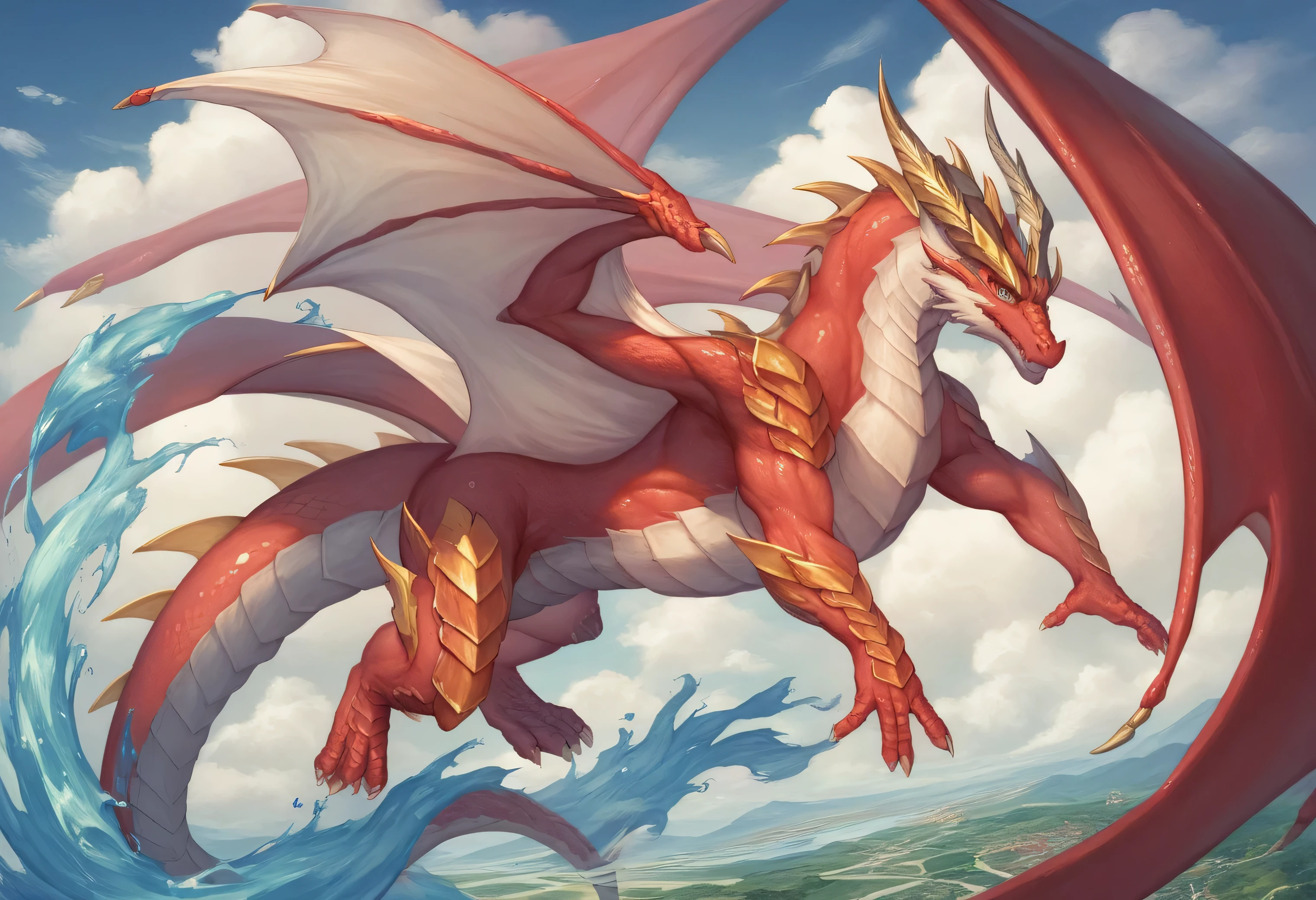 Monster Hunter、((Rathalos))、Red scales all over the body、Dragon、Blue Eyes、erection、Erect penis、(((Fucking from behind)))