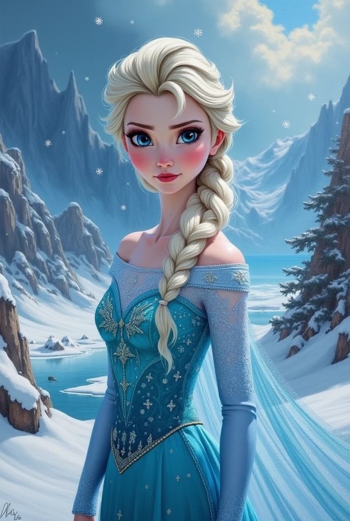 Faded Headshot, faded bottom, faded edges ,score_9,score_8_up,score_7_up,score_6_up,score_5_up, rating_safe,
1girl, Elsa, Disney, \(Frozen\)/,(ultra HD quality details), blue eyes, blonde hair, single braid, single braid over shoulder,
blue dress,  shoulders, long sleeves,  shoulder, cleavage,
beautiful, centered, looking at the camera, approaching perfection, dynamic, moonlight, highly detailed, watercolor painting, artstation, concept art, smooth, sharp focus, illustration, portrait, close up
,