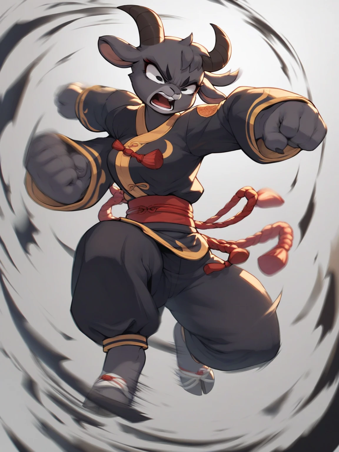 Goat Fu Pooow!! , female black goat girl , hump motion blur , Kung Fu Battle ...