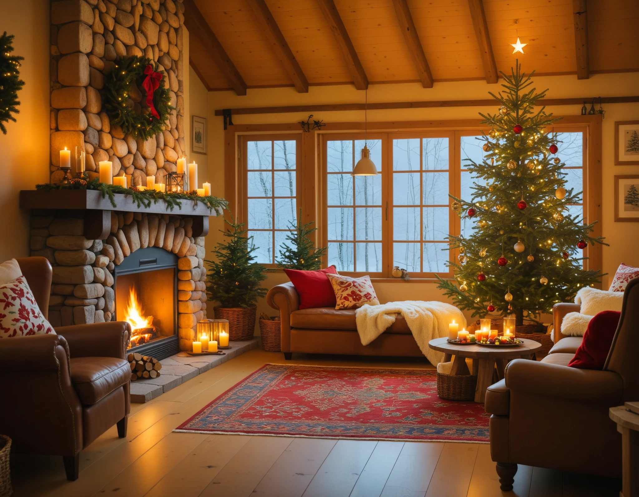 クリスマスツリーと暖炉のある、 cozy living room , シャッター stock,  Christmas Night,  stock,  Comfortable environment ,  cozy home background ,  cozy atmosphere , Cozy place,  cozy living room のインテリア, A pleasant and enchanting scene, Warm Interior , Winter Scenery,  Cozy and Peaceful Atmosphere ,  cozy atmosphere ,  A warm and fun atmosphere , Photo Stills, Holiday atmosphere,  warm living room