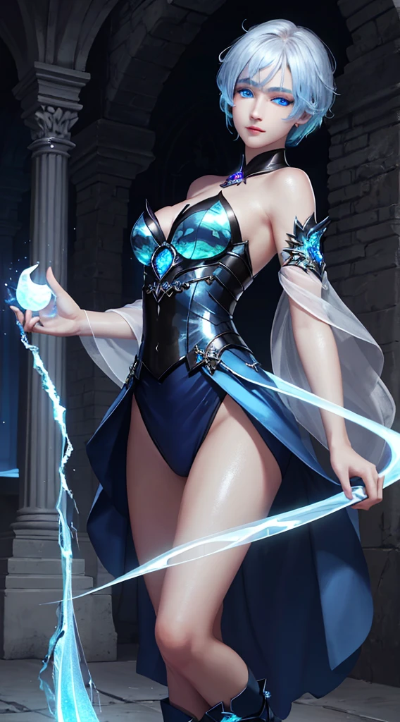 Blue Hair Surrealism, Character table, Reference Table, Standing painting, 8k, Super Detail, 1080P, Women HD, 4K, 8k, 16k, high resolution, best quality, high quality, Anatomically correct, masterpiece, precise, Ultra HD,grace,Unreal Engine,Delicate face,Long braids,slim,Long legs,miniskirt