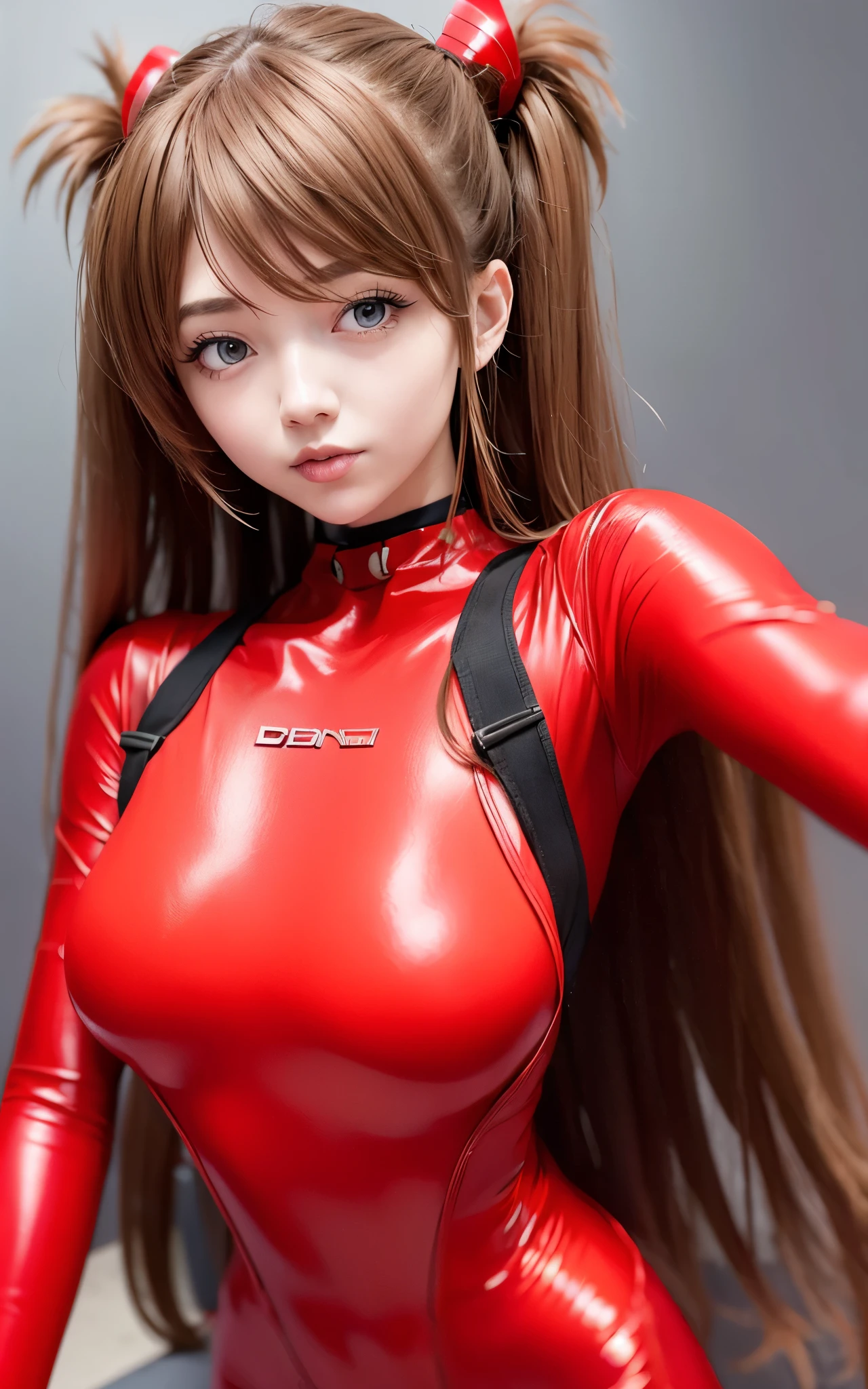 girl, 20s, asuka, red_bodysuit, mecha