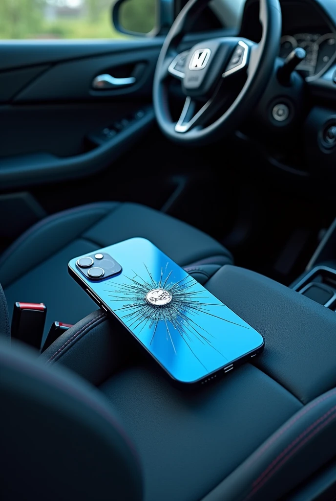 Iphone pro max blue broken with honda city interior