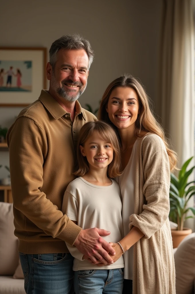 (a man:1.1,a father:1.1,a loving father:1.1,a caring father:1.1), (close-up portrait:1.2,realistic portrait:1.37), (warm lighting,soft lighting), (vibrant colors:1.1,warm tones:1.1), (detailed eyes,detailed facial features,detailed beard), (kind expression,tender smile), (smart casual clothing:1.1), (indoor setting:1.1,cozy atmosphere), (background:1.1,family photos,family memories), (masterpiece quality,high resolution,ultra-detailed), (oil painting:1.2,portrait painting:1.1).