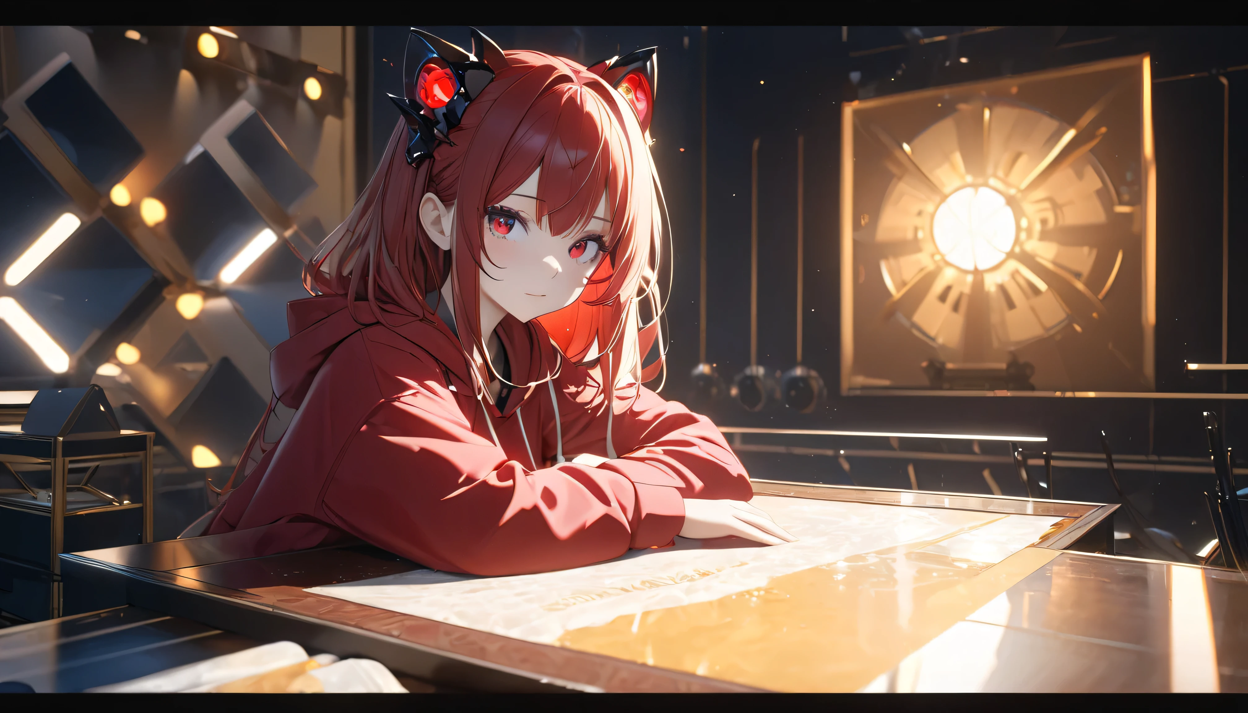 最 High Quality , amazing_delicate, amazing delicate eyes, more, beautiful, 8k , One Girl , red eyes, evil, Facial Contour,( absurd, high definition , more), masterpiece, The perfect solution, amazingディテール, moreed, ray tracing, Deep Border , movie lighting, ray tracing, 超 high definition , attention to detail, 最 High Quality , high definition , High Quality , Awards, more, masterpiece, 8k, 超 high definition , attention to detail, 最 High Quality , high definition , High Quality , Awards, more, masterpiece, 8k, frame position , Anime Coloring 、 more, 1 girl, Alone, hoodie, Facial Contour, Artificial inner ear