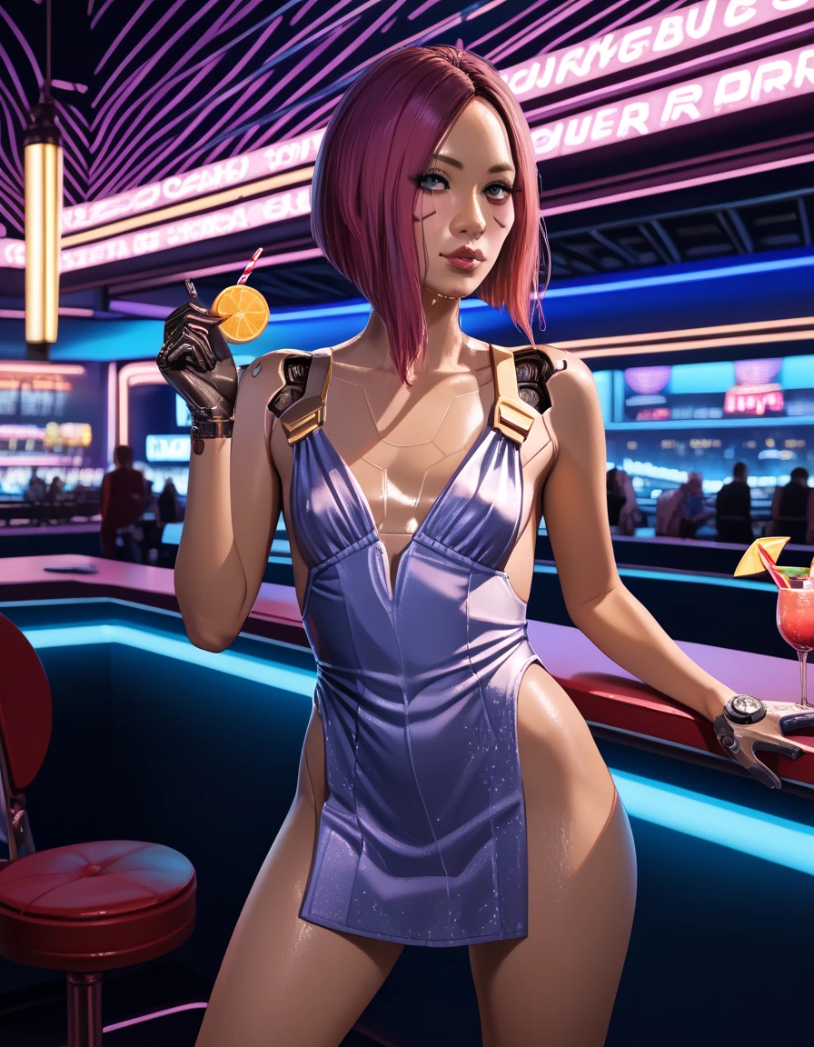 POV NSFW renders of songbird. fancy gold short dress, shapely legs,, , ,  ,cyberware ., anime, female , , ,,Songbird,,, thighs,, , , (pixel sketcher:1.4),, masterpiece,   ,pale skin, detailed Bonifasko lighting, [crepuscular ray], best details, purple shorter hair,, real life,, , depth of field, detailed background], cyberpunk high society cocktail party, casino, city at night , fog,female focus, wet, ,skinny, ,pubic hair, hdark lighting, , solo, dirty textures, glowsticks flashing, . , female focus,, ,,  1girl, , .,female, (Songbird cyberpunk 2077 ), (Songbird:1.2), seductive gaze, femme, , ,,small breasts, ,breast sag , clear details, (, realistic textures, , gloves, , 1girl, one girl, 1girl,jiggle, , delicious shading, life-like rendering, cybernetics, back cybernetics, 
