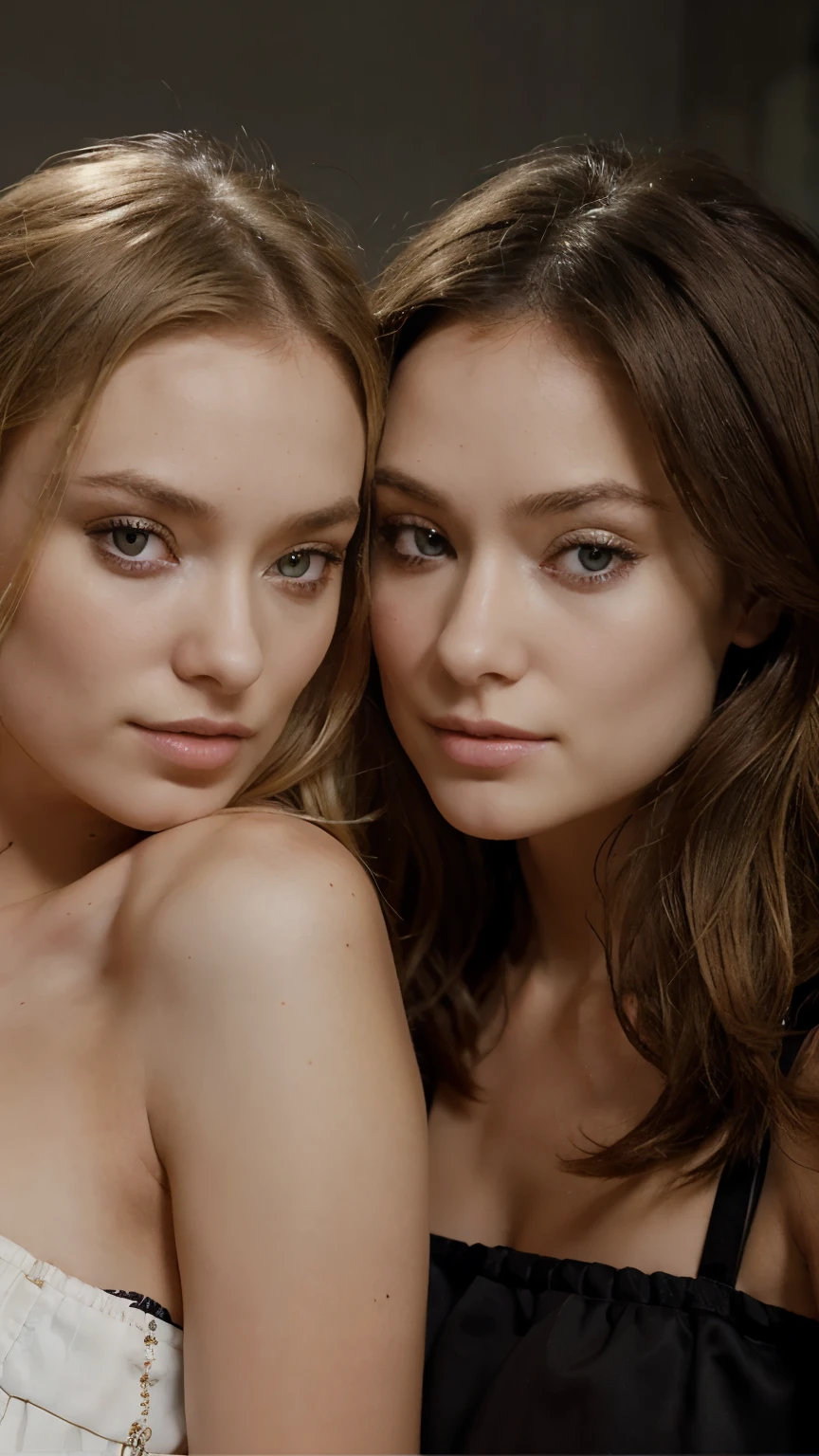 one blonde woman and one dark hair young woman, in a photoshoot