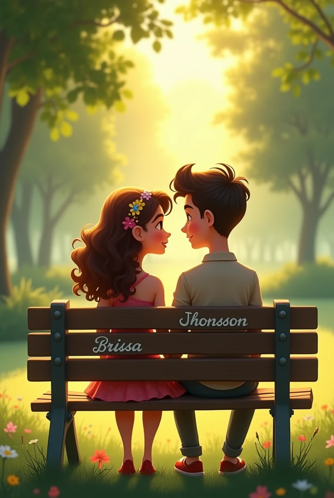 Ek girl or ek boy dono adult couple hai jo ek romentic jagah par bethe huye hai boy ki shirt par ajey or girl ki shirt par piru likha hua hai or girl ne chasma laga rakhi hai, dono kitkat chocolate kha rahe hai , vo dono garden me bethe huye hai or pichhe ek college hai jis par aditya college ka banner laga hua hai hai aisi Indian people type animation me image banao