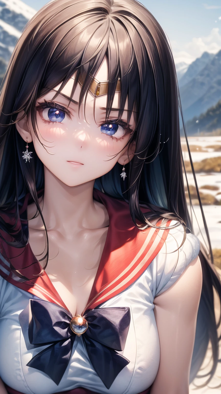 (masterpiece:1.2)最 High Quality 、 high definition、unified 8k wallpaper、( illustrations:0.8)、( beautiful details:1.2 beautiful details:1.2)、Full photo 、 very detailed CG、(perfect hand、 Perfect Anatomy)

 sailor sensi uniform shiny hair shiny skin
mature woman、Married women、 cute, beautiful and charming woman {x} soft and gentle appearance and gentle motherly vibe 、 muscular、My chest is flat

Mars_a、 tiara 、 jewelry、 earrings、 black hair、 straight long hair 、Big Bust、 white elbow gloves 、 Red Skirt 、Beautiful detailed face、Knee Boots、Red Choker、 red sailor color 
((Depict the whole body 、 high definition、 anatomically correct、 best quality))
Get on both knees
((Outdoor、 snowy mountains、Snowfield、 cheeks are slightly red :1.5)))ONE GIRL、alone、 high definition、 anatomically correct最 High Quality 、 Masterpiece、最 High Quality 、超 high definition、 High Quality 、超詳細で High Quality 、