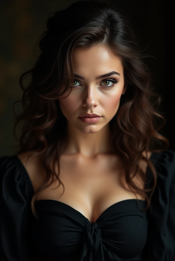 A beautiful artistic photograph of a model posing sensually in a studio, with soft lighting and a simple background