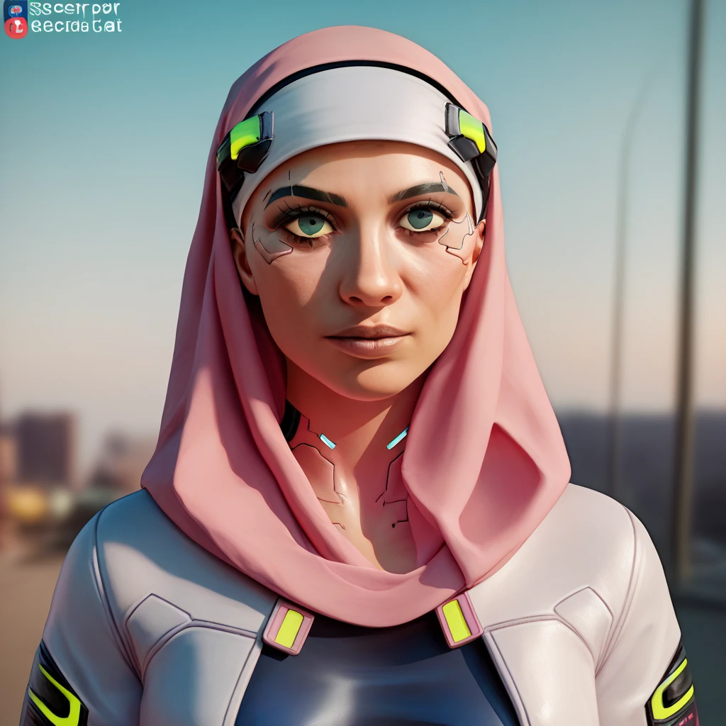 there is a hijab woman standing on the side of the street, cyberpunk art by Yang J, trending on Artstation, realism, artwork in the style of guweiz, anime style. 8k, guweiz, realistic anime 3 d style, trending on cgstation, 🤤 Hijab girl portrait, hyper-realistic cyberpunk style, anime style mixed with fujifilm, dreamy cyberpunk hijab girl