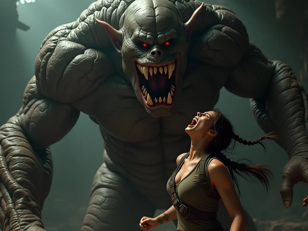 arafed woman in a bikini standing next to a giant creature, japanese cgi, artgerm ; 3d unreal engine, film still from god of war, game cg, 2. 5 d cgi anime fantasy artwork, unreal engine 5 : :, unreal engine”, unreal engine ”, hyper-realistic cg, drakengard, satchely and akihiko yoshida --auto --s2