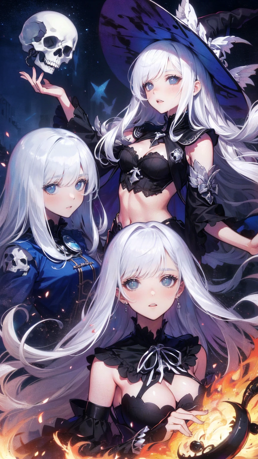 masterpiece, highest quality, High resolution，Anime Style、Characters from TenSura、bright　　　　　　　　　　　　Silver Hair（Decreased:1:10）Black Dress、Large bags under the eyes、Have a big scythe