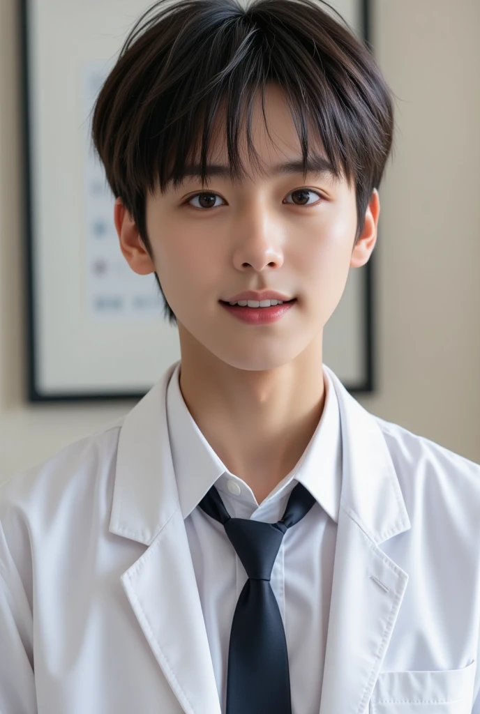 handsome mix korean japanese ten year old, boy, short black hair, black detailed eyes, gentle smile, sharp eyebrows, round face, cool, detailed face, small nose, in full school uniform, black sport shoes, (((full body)))