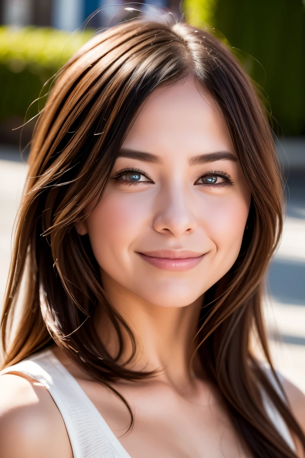 (realistic, photo-realistic:1.37),(8k, RAW photo, best quality, masterpiece:1.2), cute, ultra-detailed,heart-shaped pupils,physically-based rendering, ultra high res, kodakvision color, shot on Arricam LT Camera, bokeh, sharp focus,
looking at viewer,photorealistic,realistic, solo, photorealistic, best quality,extremely detailed face,extremely detailed eyes and face, beautiful detailed eyes,absurdres, incredibly absurdres,haunting smile,Messy hair, floating hair, ,
