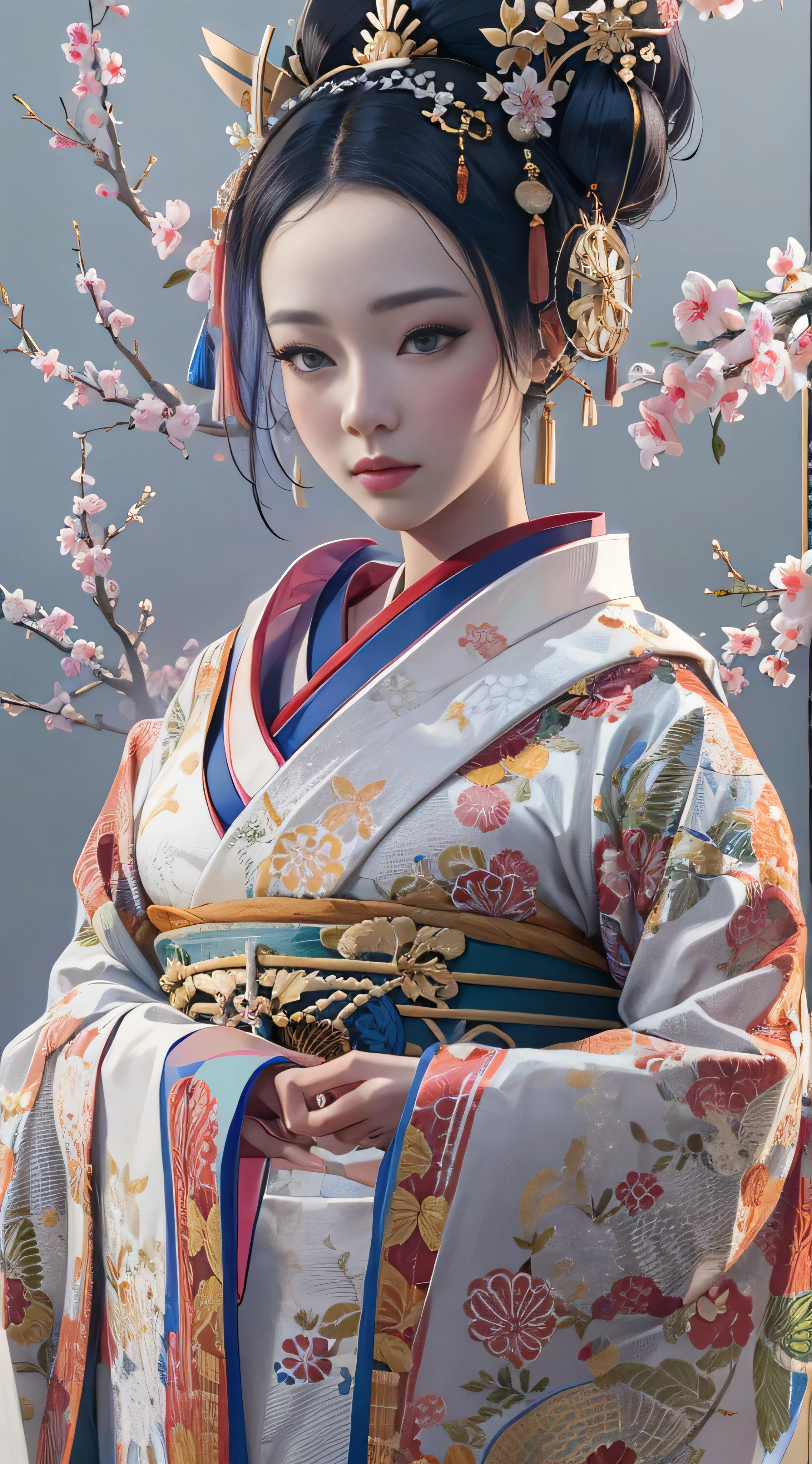 Highly detailed full body portrait of a geisha. 8k,  octane render , Intricately detailed, Symmetric  