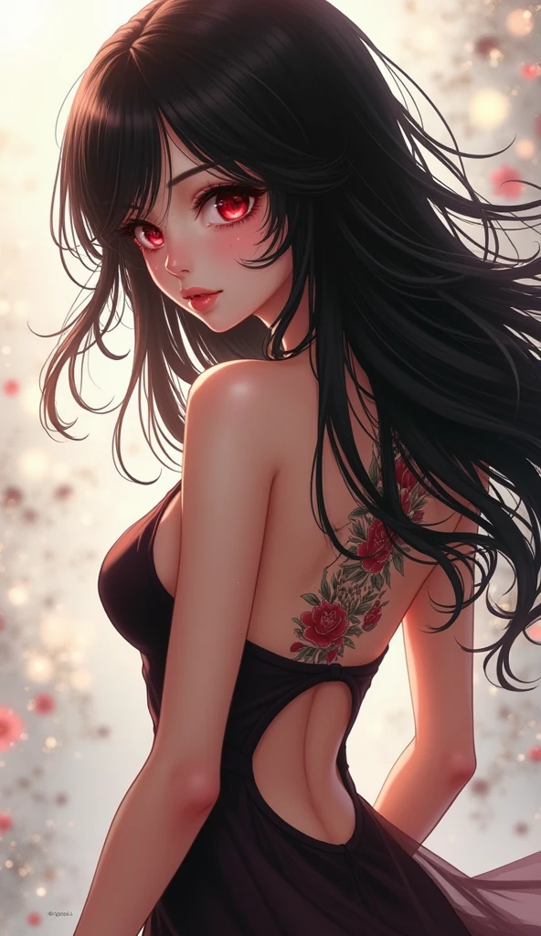(highest quality:1.2, Very detailed, up to date, Vibrant, Ultra-high resolution, High Contrast, masterpiece:1.2, highest quality, Best aesthetics), Portraiture、girl, (solo), singer、Rock Music、medium wave hair、(red hair and white hair:1.3), ((streaked hair:1.6)), highlights hair: 1.5, red eyes, slim body, medium breast, (tan skin:1.1), shaded face, Bright colors、Beautiful fine details、Beautiful lip detail、Edgy Style、(black Skirt-style-bikini:1.3)、loose fit, standing, (from front:1)、vocal, (Floral Fineline tattoo design on left arm:1), ((Plain white background:1.6)), lineart, ((monochrome:1.7)), (upper body:1.5), clean line drawings,